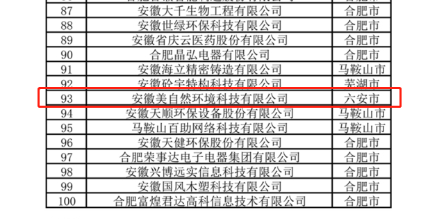 2020年安徽省创新企业100强1